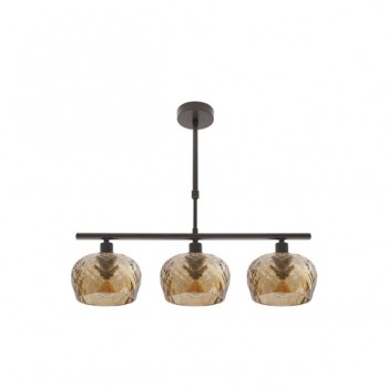 Distribuidor - Lâmpadas Diversas | Lâmpadas Modernas | LAMPARA ESTELA 3XE14 MARRON REGX55X13 CM C/TULIPAS CRISTAL TALLADO AMBAR Ref: 196853002